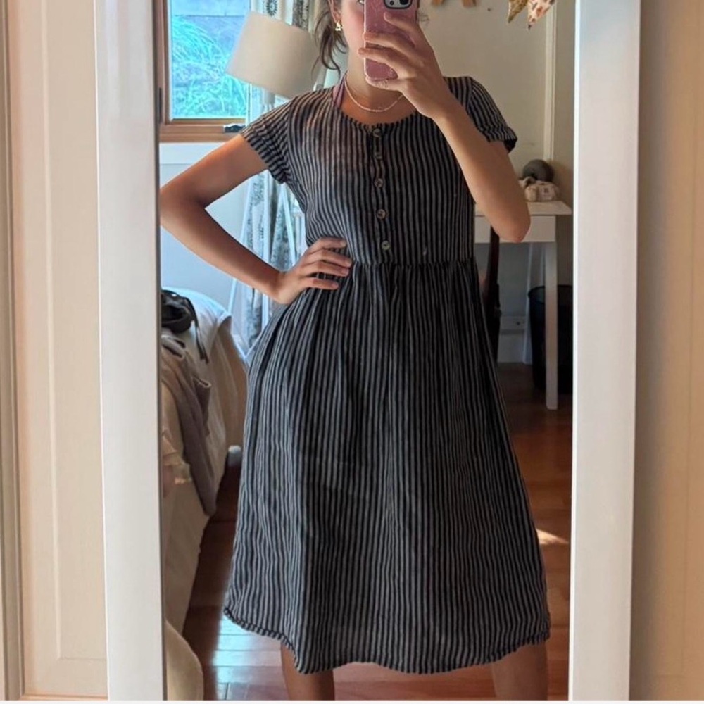 Striped Black and White Midi Dress - Picture 3 of 3